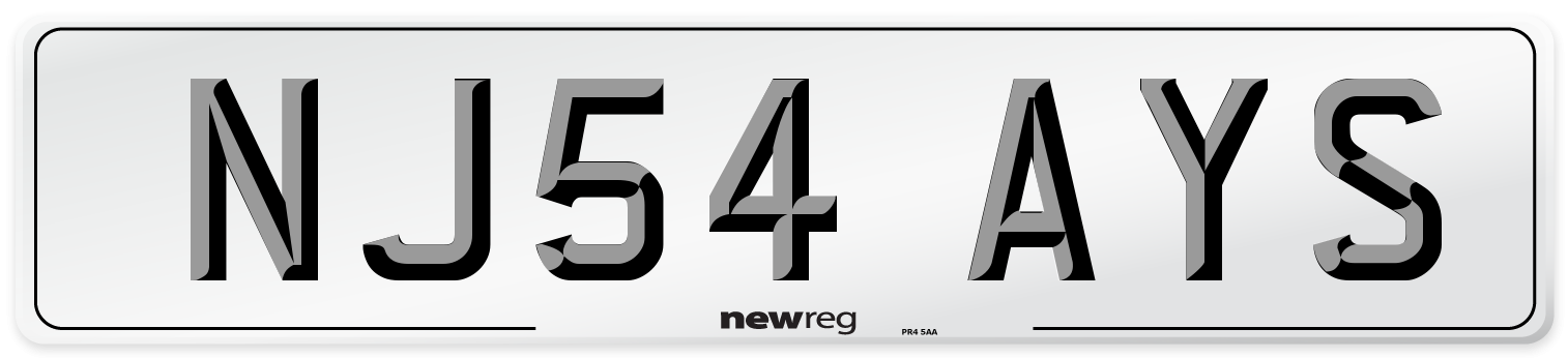 NJ54 AYS Number Plate from New Reg